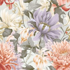 AI-Generated Elegant Blooms: Graceful Seamless Floral Patterns with Timeless Charm