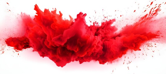 bright red holi paint color powder festival explosion burst isolated white background