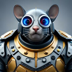 Cartoon robot mouse created by artificial intelligence on a neutral background