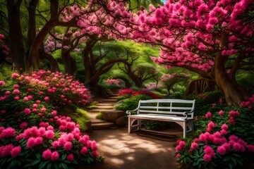 view of bench in the park AI generated