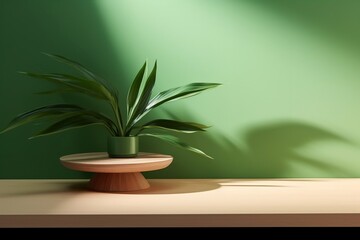 Obraz na płótnie Canvas Elegant Grain Natural Wooden Podium Table with Beautiful Shape. Generative AI