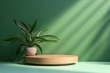 Fototapeta na wymiar Elegant Grain Natural Wooden Podium Table with Beautiful Shape. Generative AI