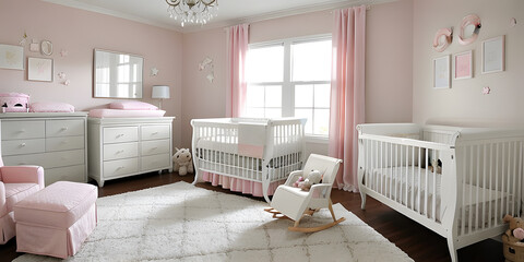 Indoor interior children baby bedroom by modern furniture decoration