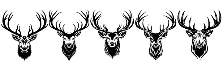 Dear silhouettes set, large pack of vector silhouette design, isolated white background