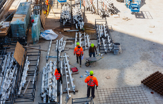 Group of construction workers on building site