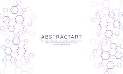 Modern technology vector illustration with square grid. Technology banner template cubes texture. Digital geometric abstraction with lines and dots