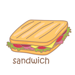Alphabet S For Sandwich Vocabulary School Lesson Student Writing Reading Cartoon Illustration Vector Clipart Sticker