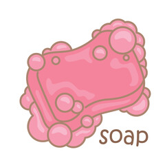 Alphabet S For Soap Vocabulary School Lesson Student Writing Reading Cartoon Illustration Vector Clipart Sticker