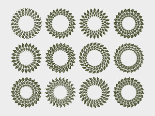 Abstract natural leaf circle border logo design set