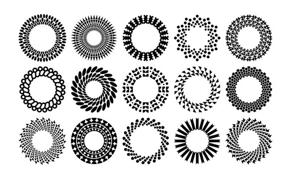 Geometric line circle border set