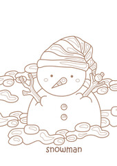 Alphabet S For Snowman Vocabulary Reading Writing Lesson Student School Coloring Pages for Kids and Adult