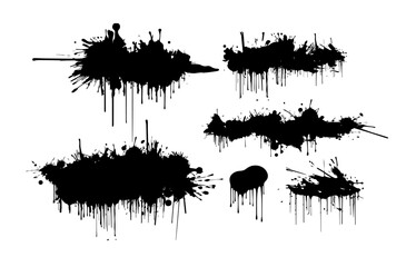 Set of black blots on a white background. Vector illustration