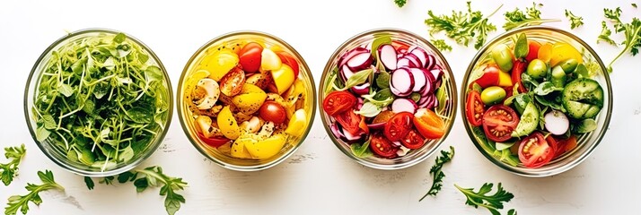 salads in the glass bowl