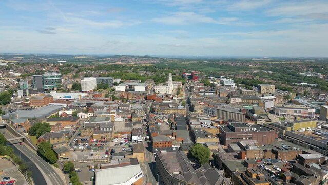 Aerial drone video of Barnsley in England
