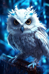 owl on blue night