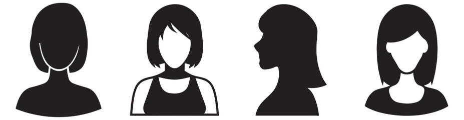 Naklejka na ściany i meble woman silhouette avatar. Profile icon.Female face silhouette. Head silhouette. woman symbol avatar profile