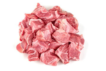 Obraz premium Raw pork pieces, isolated on white background.