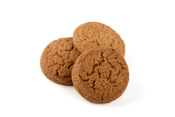 Crispy Oat Cookies, isolated on white background.