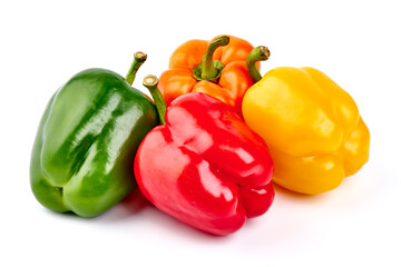 Bell pepper mix, isolated on white background.