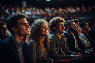 People in the Cinema smiling, Immersed in a Movie