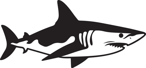 Fototapeta premium Shark Black And White, Vector Template Set for Cutting and Printing