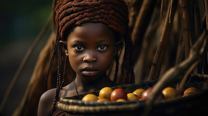 A hungry child in a third world nation reaches out for sustenance, reminding us of the urgent need for global hunger alleviation efforts AI generated