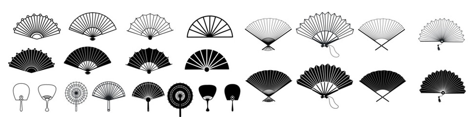 Hand fan icon vector set. Fan illustration sign collection. Hot symbol or logo.