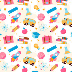 Flat Pattern Design Back School Season Vector Illustration.