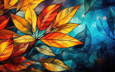 Natural beauty of leaves with electronic-inspired elements in a digital artwork AI Generative