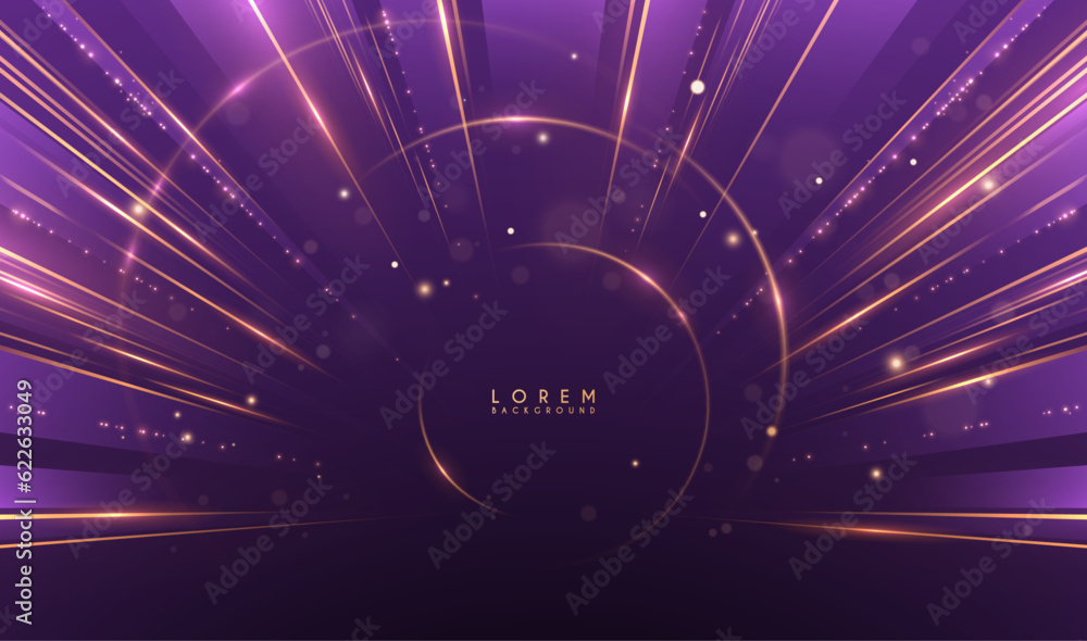 Canvas Prints violet and gold light lines background with sparks