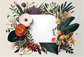 Floral Composition with Center Blank Space