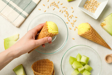 Tasty and fresh summer food - melon ice cream