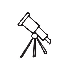 the telescope. see. stars. sky. lenses. doodle. black lines. on a white background. vector