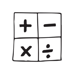 Obraz premium mathematics. calculator. count. tsyfry. signs. doodle. black lines. on a white background. vector.