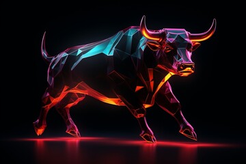 Abstract polygon bull with futuristic element. Ai generative.