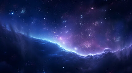 Naklejka na ściany i meble Digital blue and purple nebula starry abstract graphic poster web page PPT background