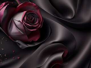 red rose on black satin