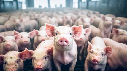 Pigs on a farm. Agriculture and farming business. Livestock breeding. The farm pigs. 
