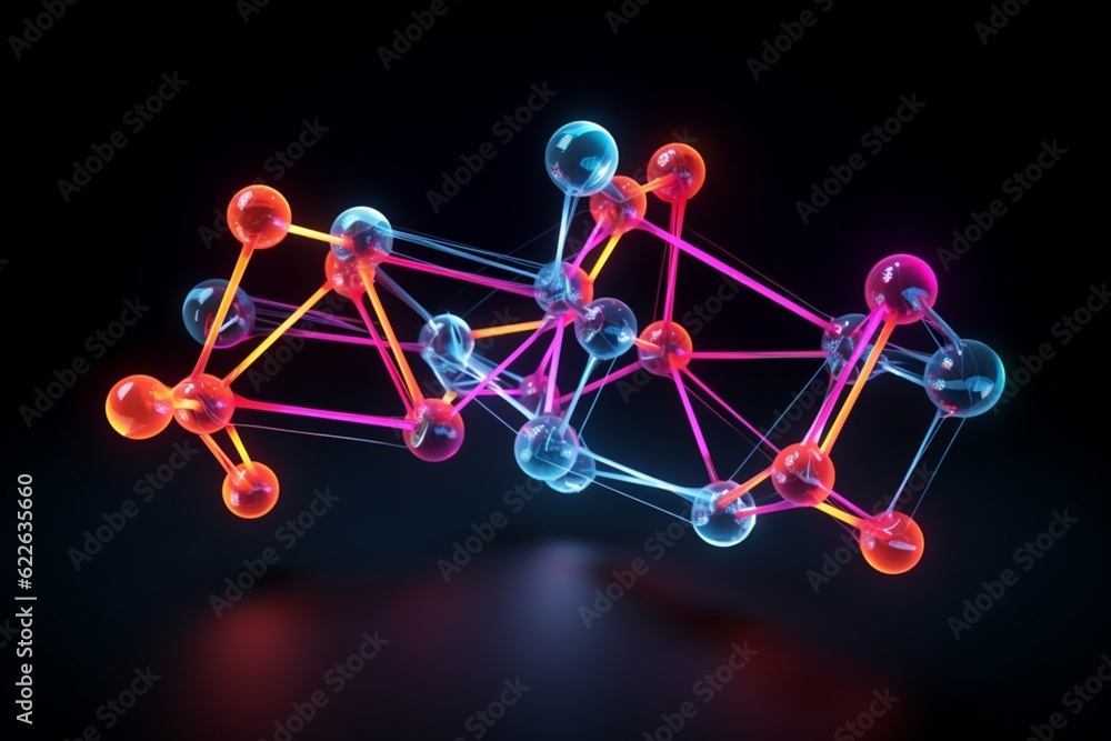 Poster abstract molecule geometry background. ai generative.