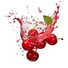 transparent water splash and cherry