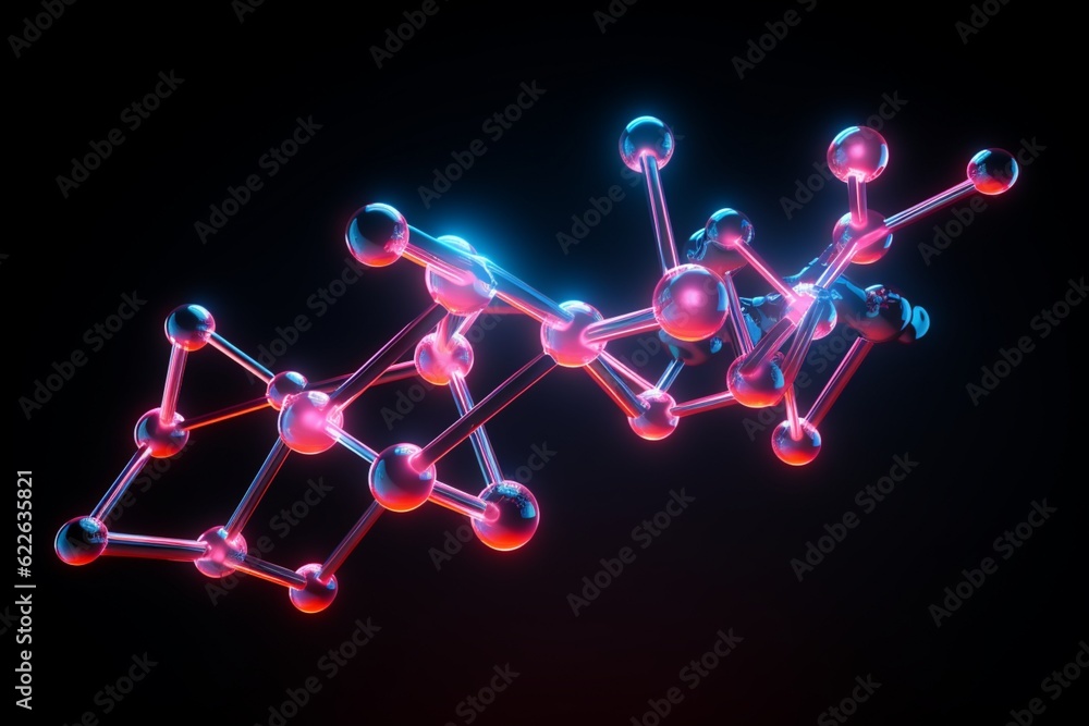 Poster abstract molecule geometry background. ai generative.