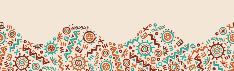 Abwaschbare Fototapete Boho-Stil Hand drawn abstract seamless pattern, ethnic background, simple style - great for textiles, banners, wallpapers, wrapping - vector design