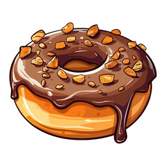 chocolate hazelnut donut clip art illustration. Transparent background. Generative Ai