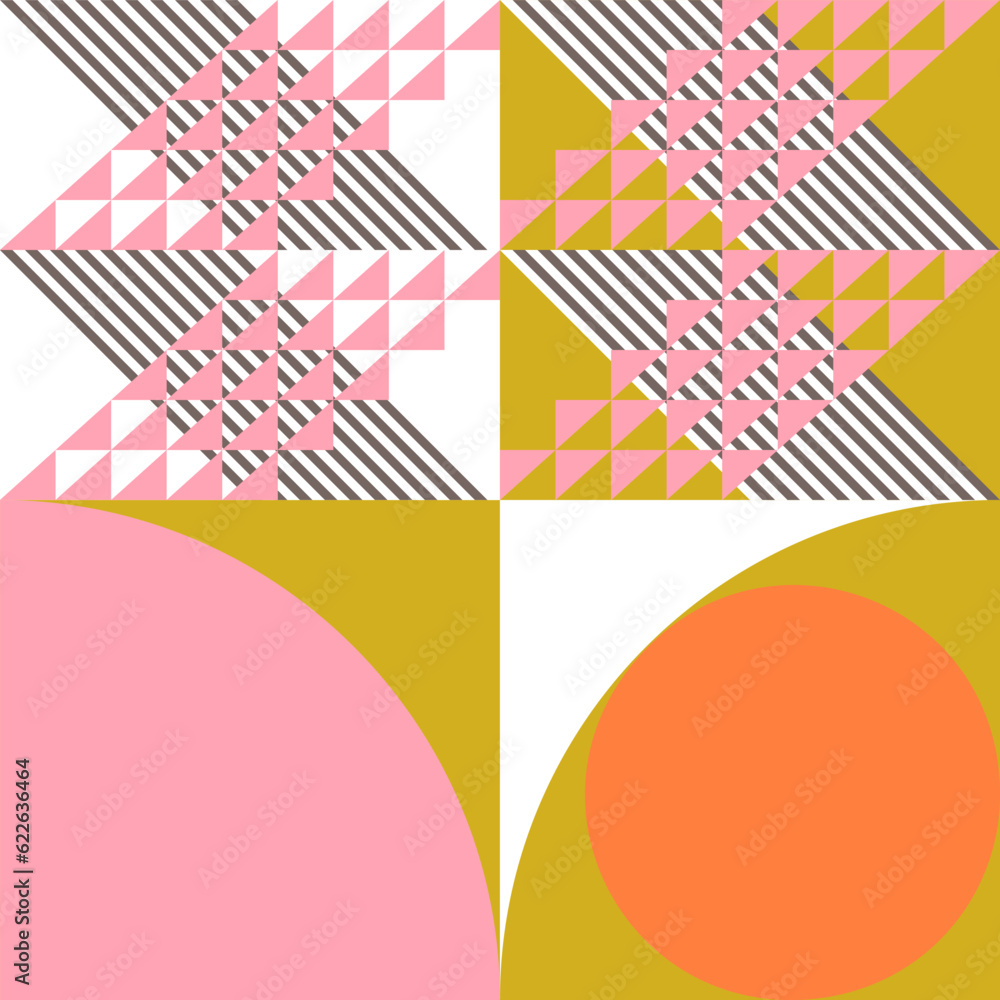 Leinwandbilder modern abstract geometric vector seamless pattern with simple elements and shapes like circle, squar