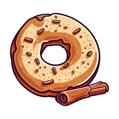 cinnamon sugar donut clip art illustration. Transparent background. Generative Ai