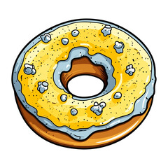 lemon poppy seed donut clip art illustration. Transparent background. Generative Ai