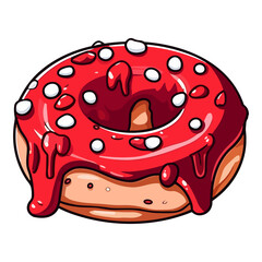 red velvet donut clip art illustration. Transparent background. Generative Ai