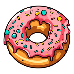 vanilla sprinkle donut clip art illustration. Transparent background. Generative Ai