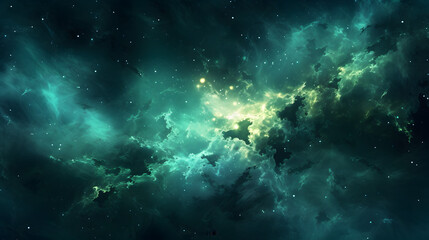 Obraz na płótnie Canvas Digital green starry night sky abstract graphic poster web page PPT background