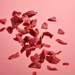 beef jerky on an isolated background, food photography, isolated object, studio lighting, meat, food